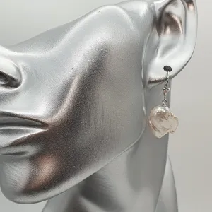 Freshwater Coin Pearl Hook Earrings, Sterling Silver