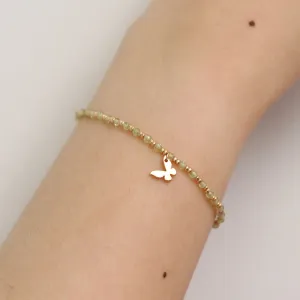 Gemstone butterfly charm bracelet