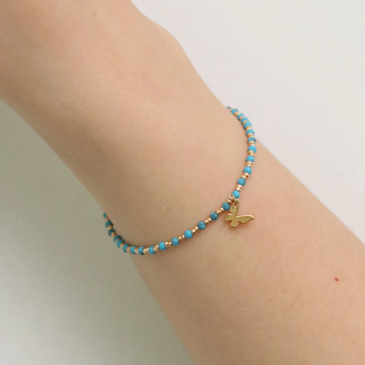 Gemstone butterfly charm bracelet