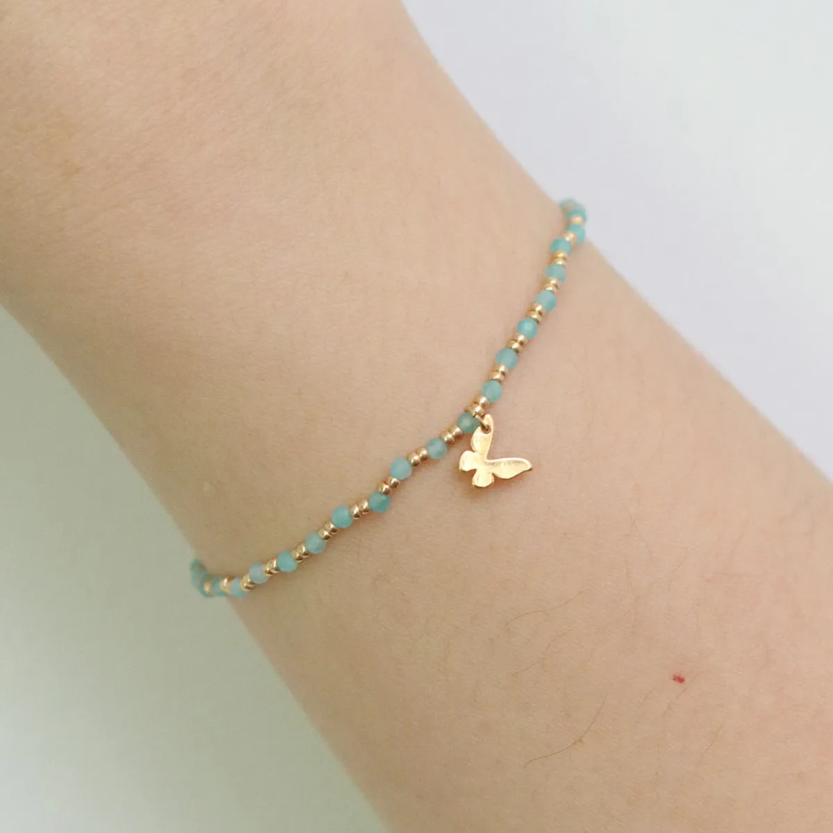 Gemstone butterfly charm bracelet