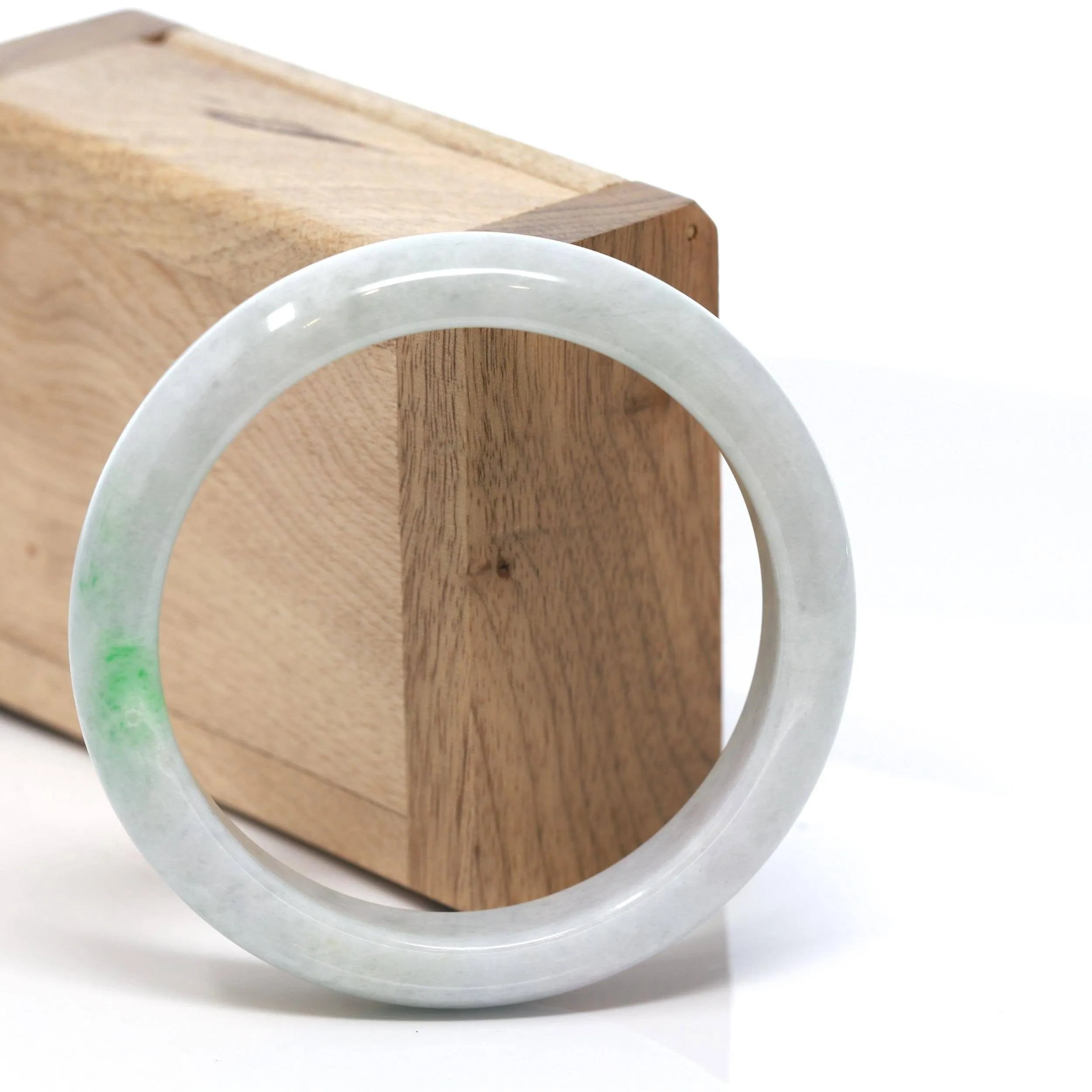 Genuine Burmese Green Jadeite Jade Bangle Bracelet (58.6 mm) #182