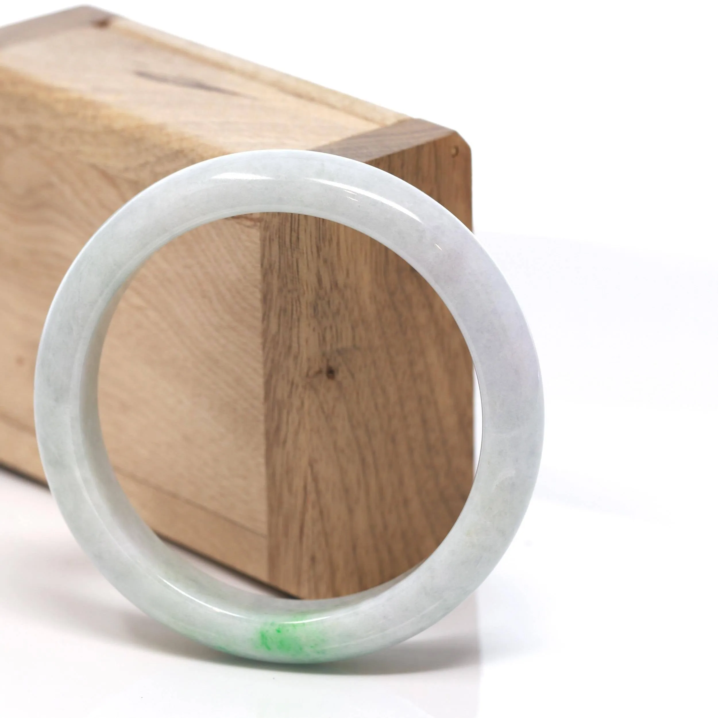 Genuine Burmese Green Jadeite Jade Bangle Bracelet (58.6 mm) #182