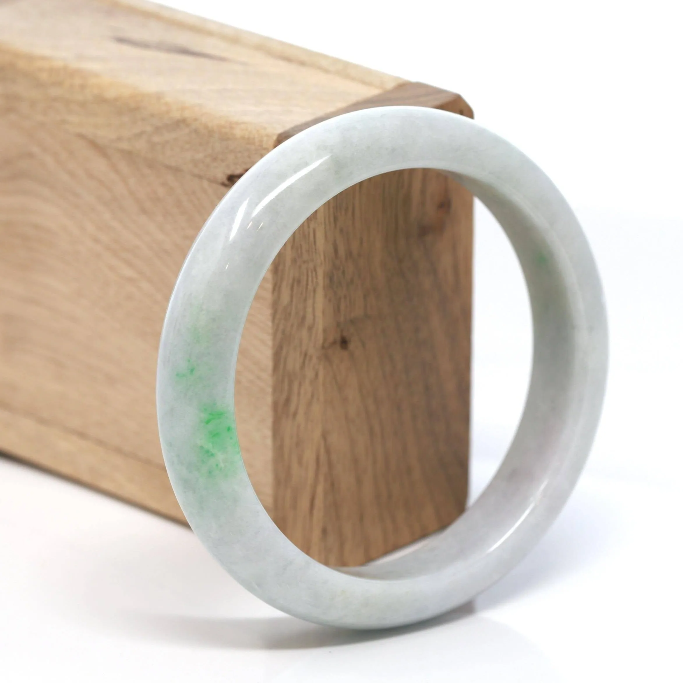 Genuine Burmese Green Jadeite Jade Bangle Bracelet (58.6 mm) #182