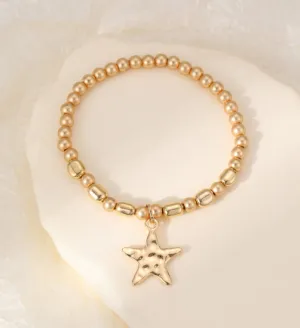 Gleam Beaded Bracelet with Star Charm in Gold