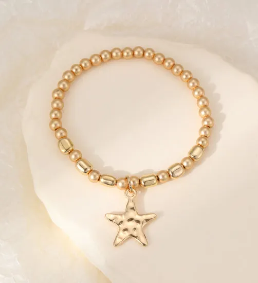 Gleam Beaded Bracelet with Star Charm in Gold