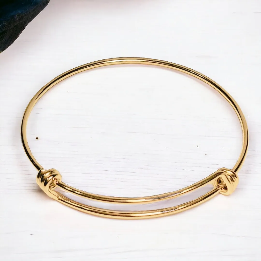 Gold Plated Stainless Steel Adjustable Bangle - D.I.Y. - BUILD YOUR CHARM BRACELET!