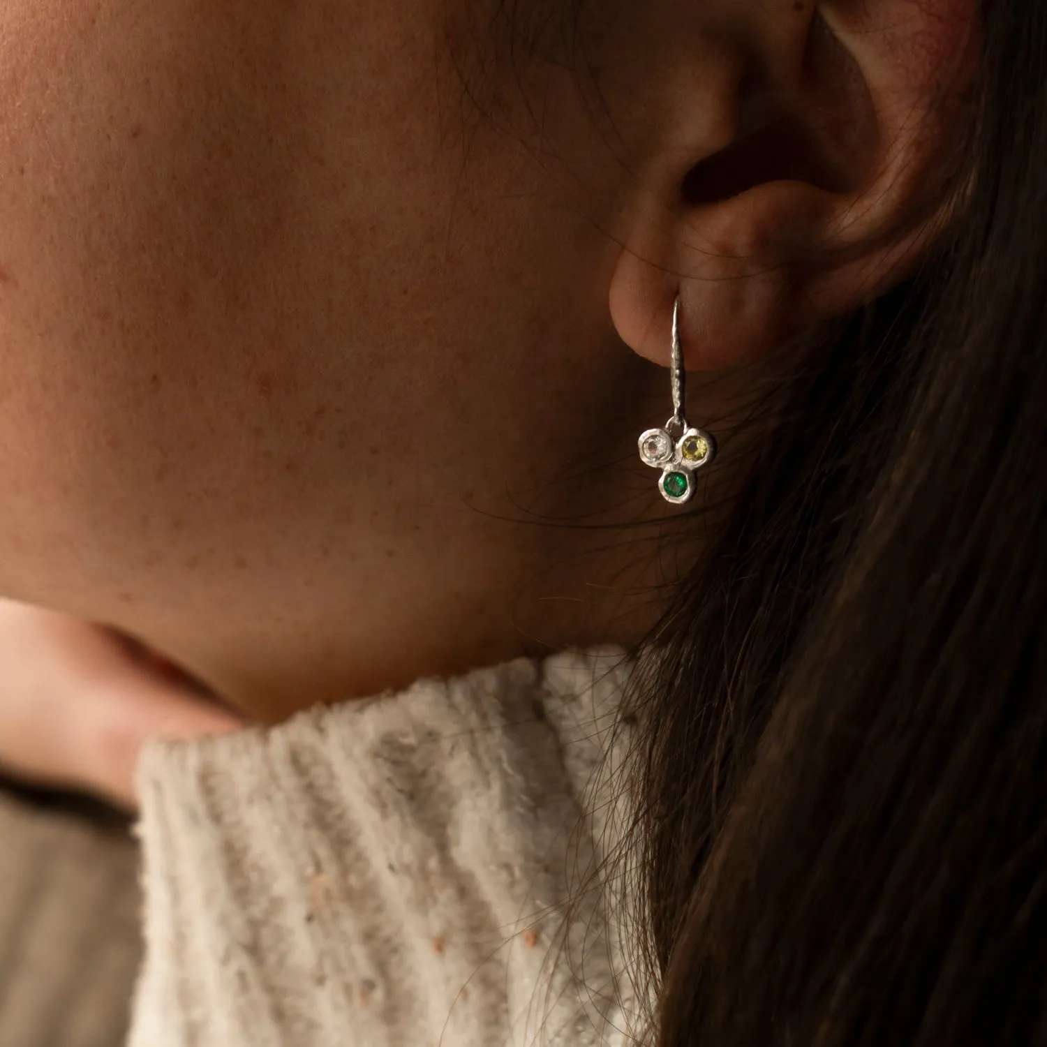 'Greens' Array Trio Drop Earrings