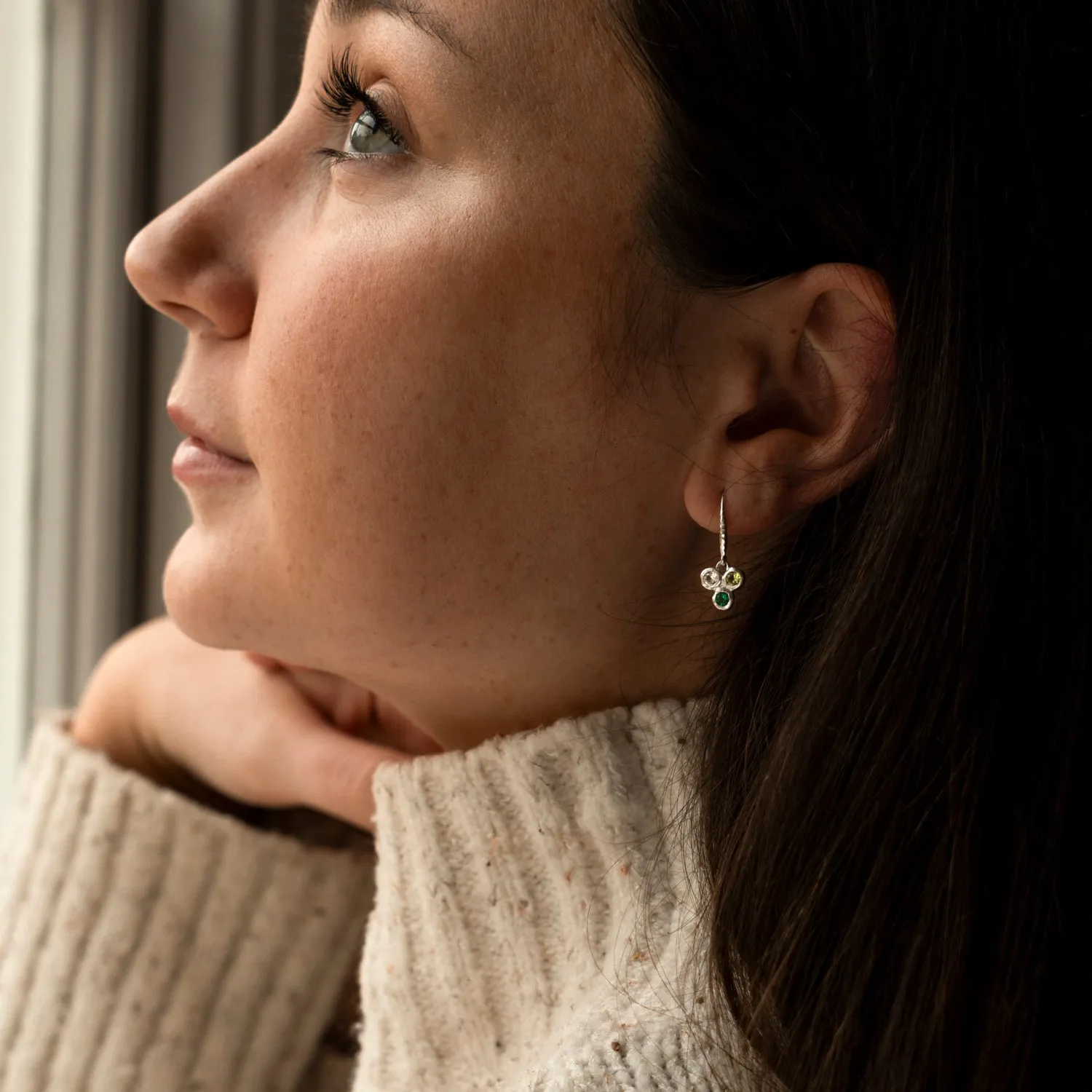 'Greens' Array Trio Drop Earrings
