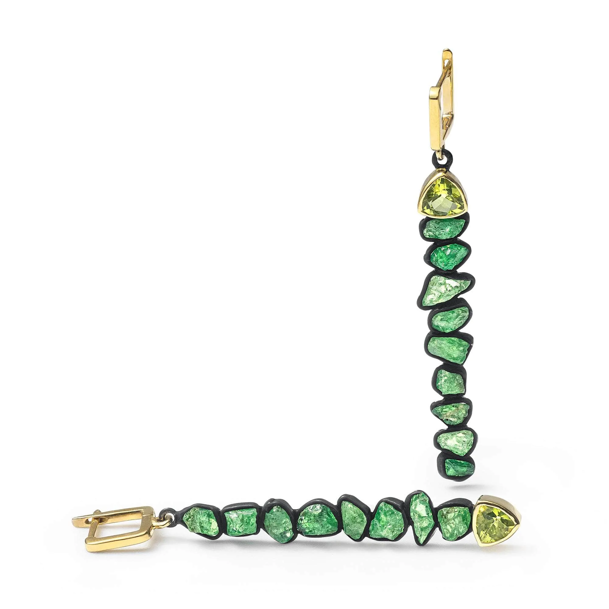 Halama Rough Tsavorite and Peridot Earrings