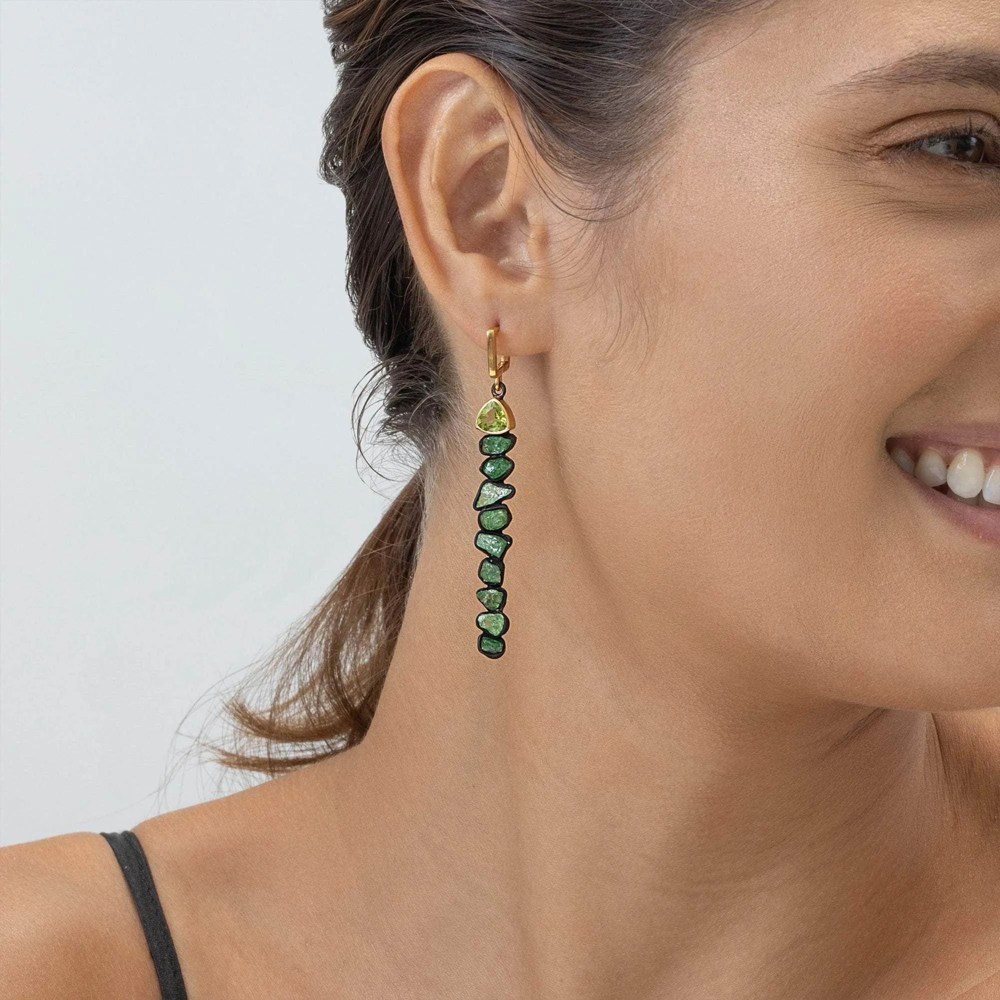 Halama Rough Tsavorite and Peridot Earrings