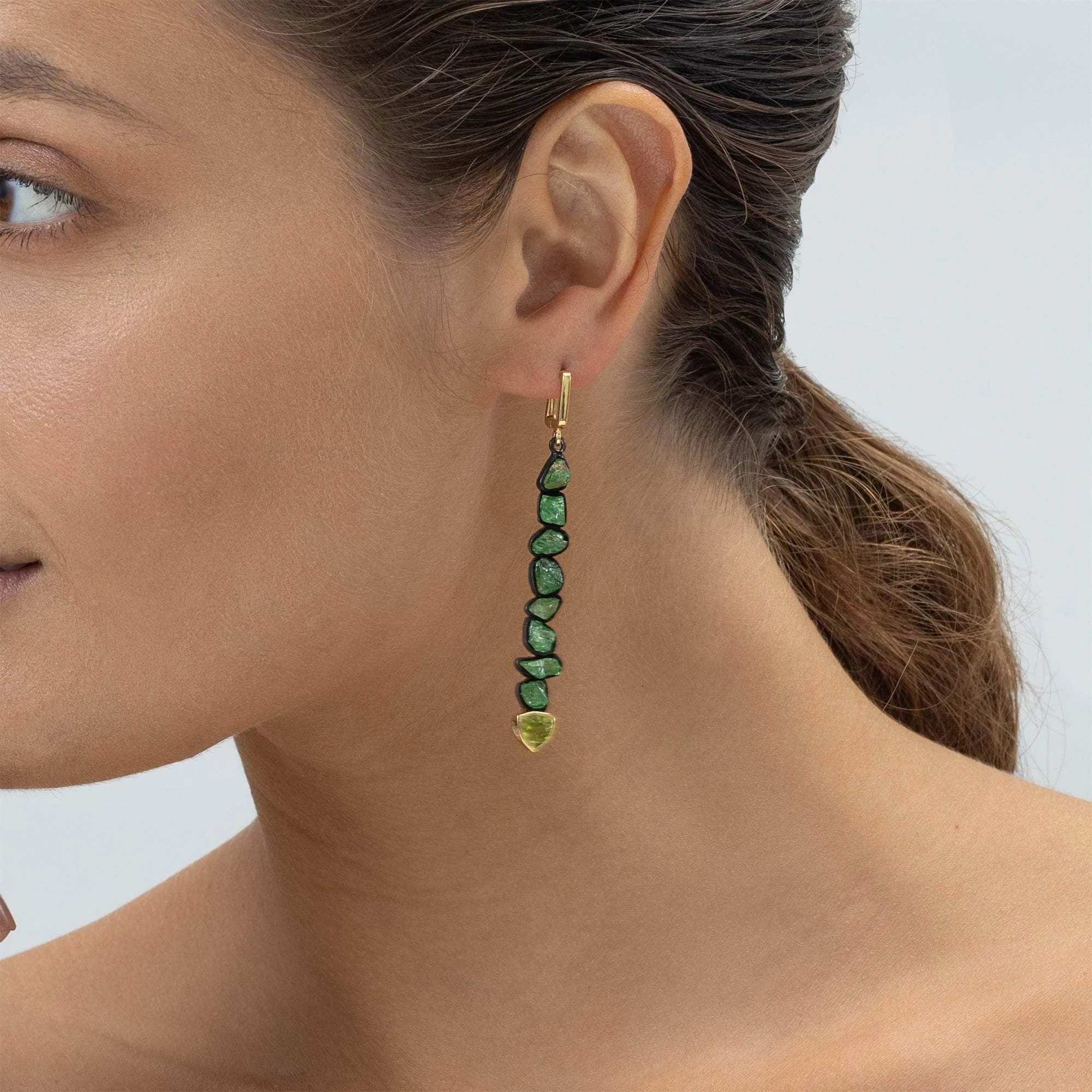 Halama Rough Tsavorite and Peridot Earrings