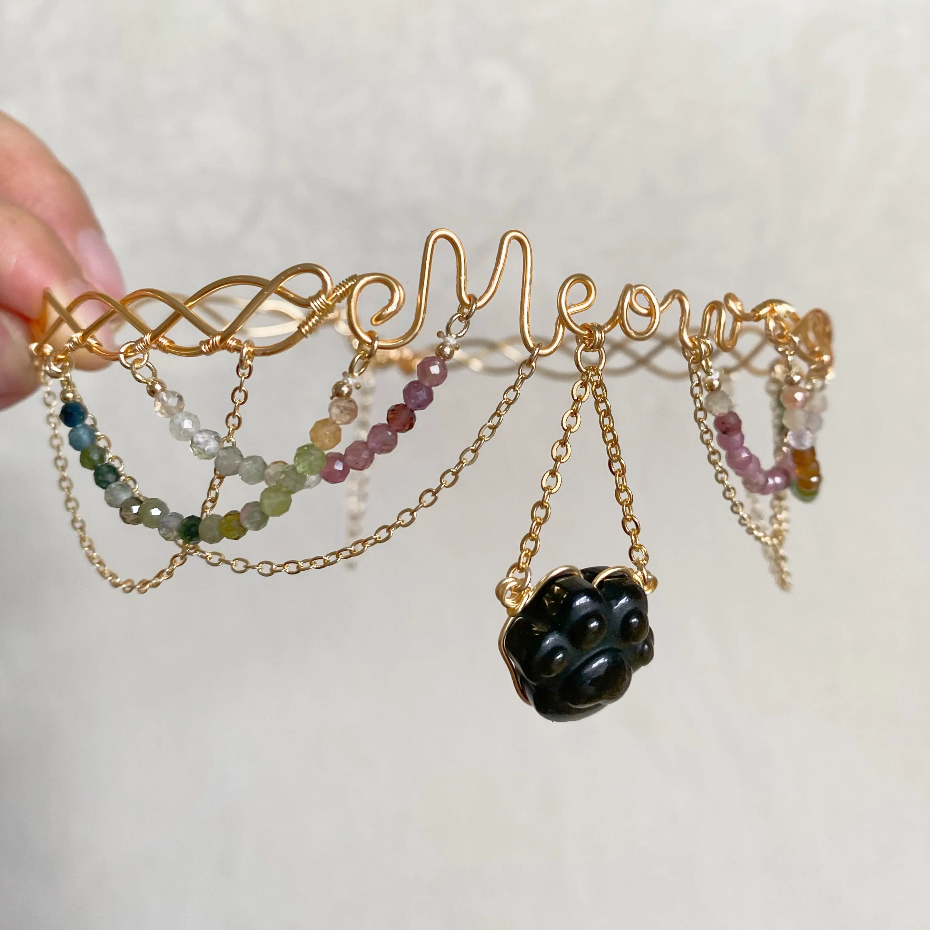 Handmade Meow Choker - Wire Wrapped Jewelry