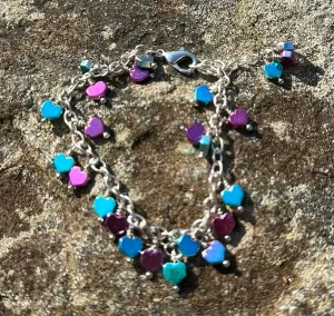 Heart charm bracelet & earrings