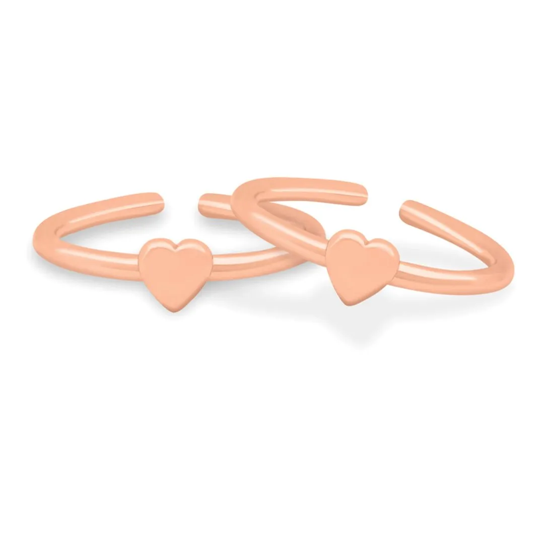 Heart Rose Gold Plated 925 Sterling Silver Toe Ring