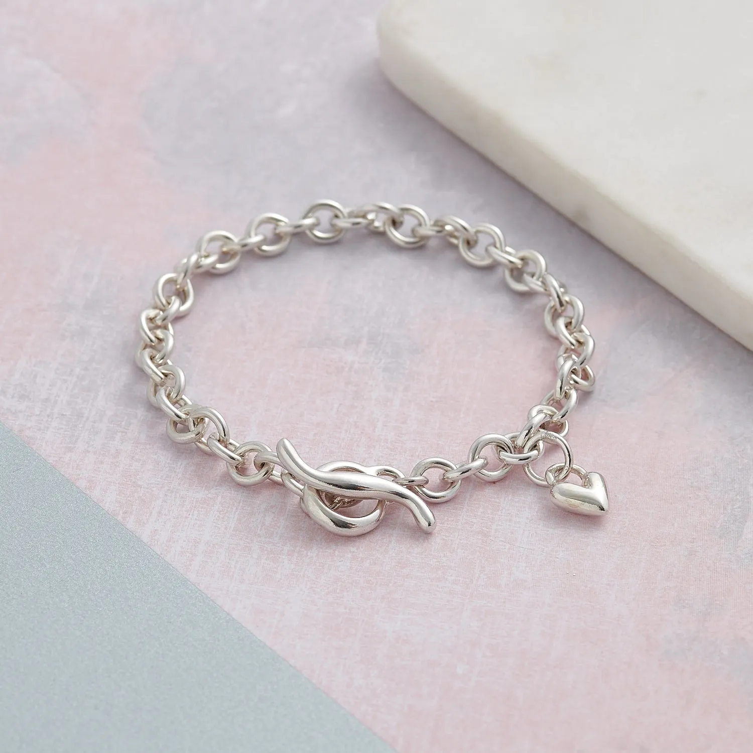Heart Trace Chain Charm Bracelet