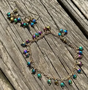 Hematite charm bracelet & earring set