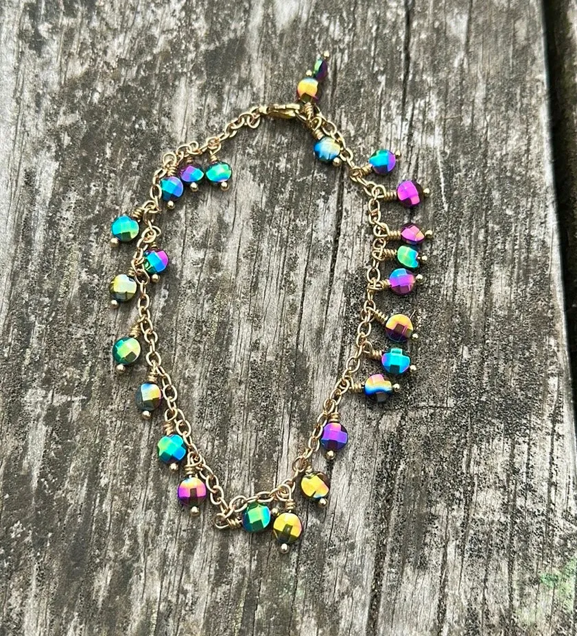 Hematite charm bracelet & earring set