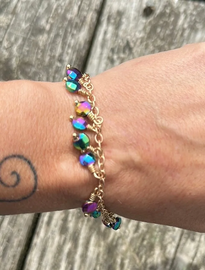 Hematite charm bracelet & earring set