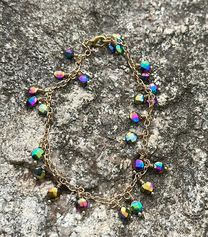 Hematite charm bracelet & earring set