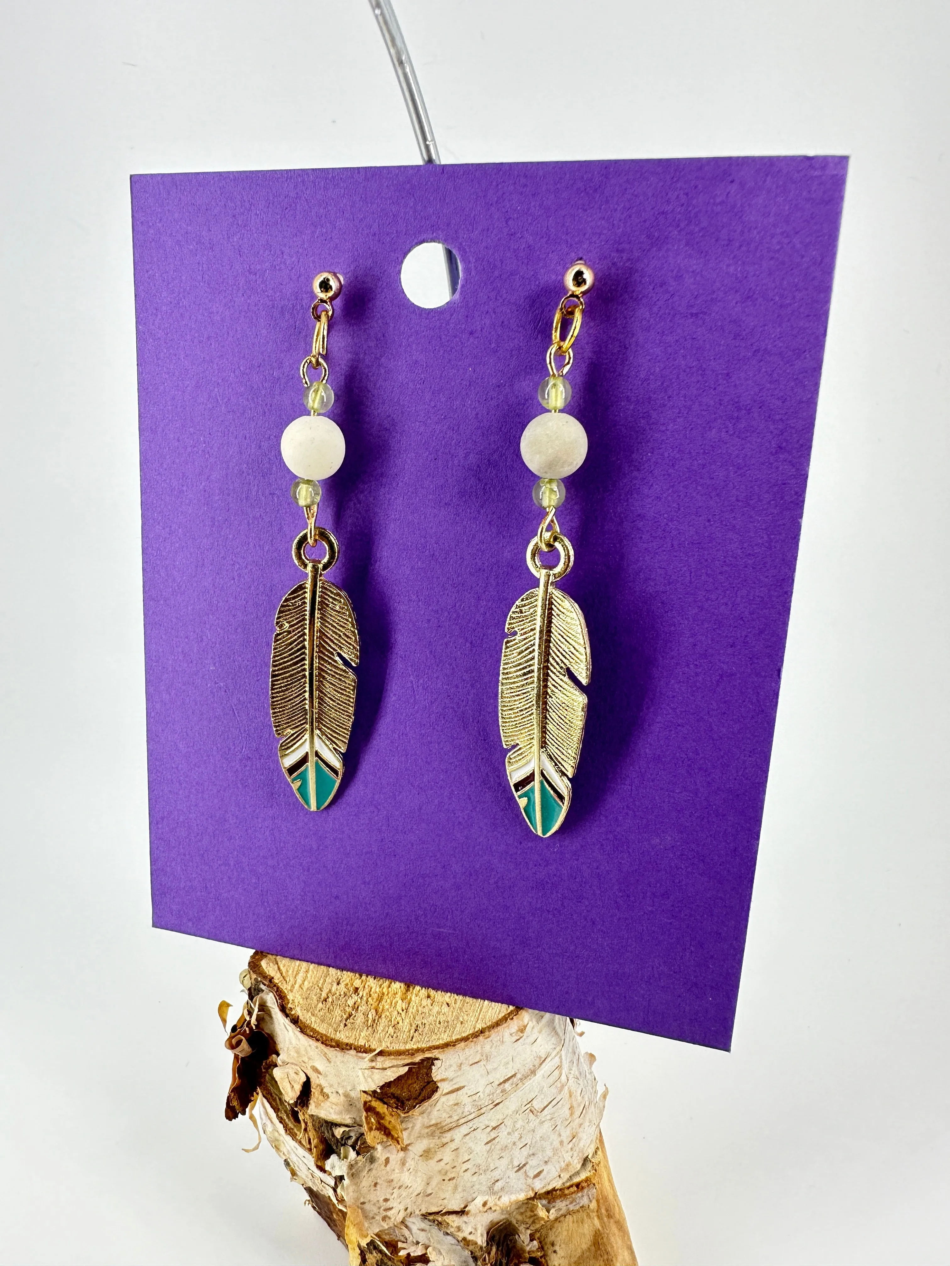 Indigenous Handmade Earrings - Peridot & Amazonite