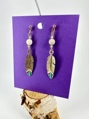Indigenous Handmade Earrings - Peridot & Amazonite