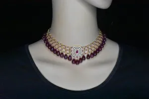 Jaali work Ruby Beeds Necklace
