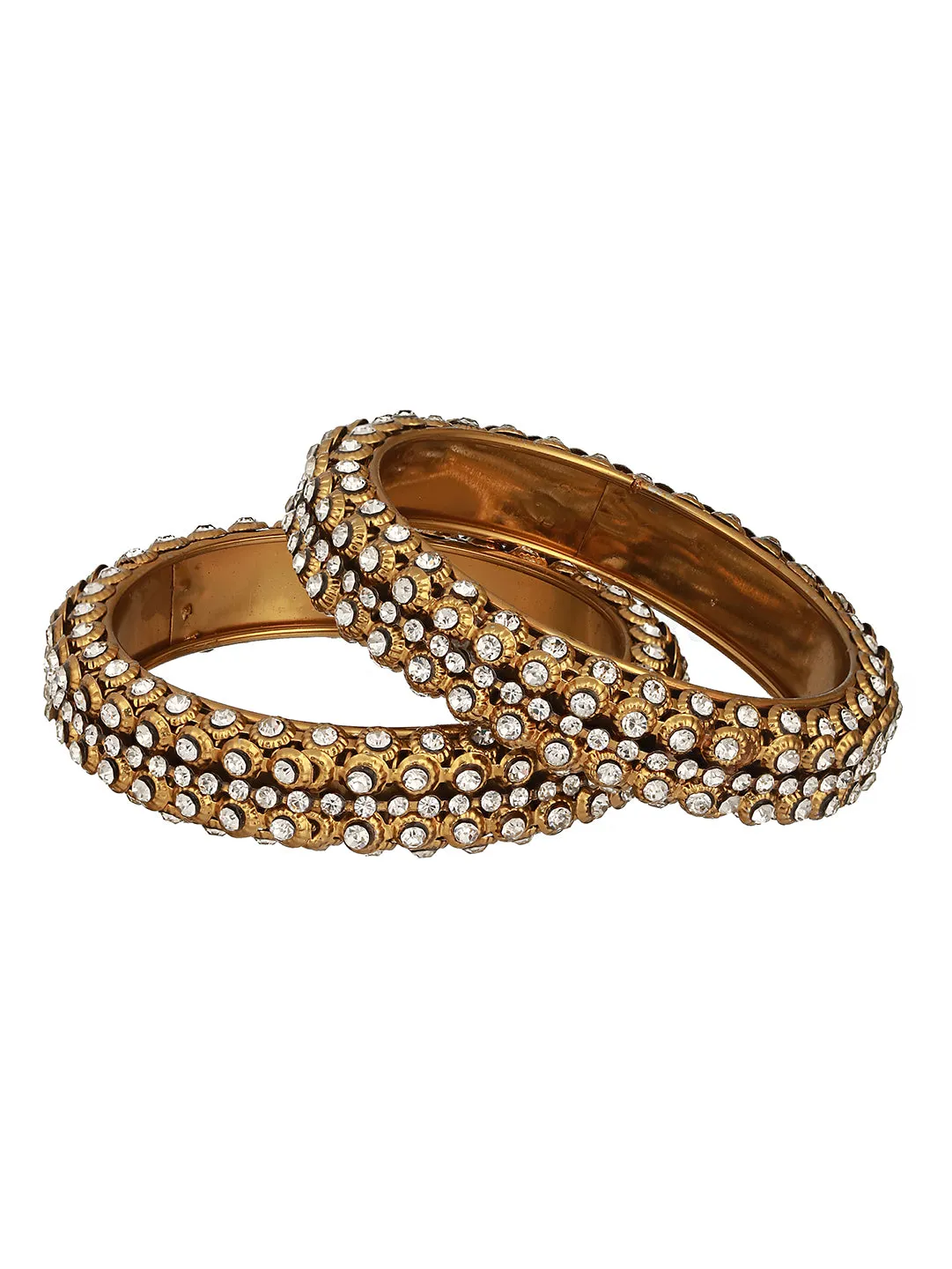 Jazz And Sizzle Set Of 2 Gold-Plated Cz-Studded Bangles