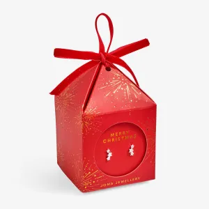 Joma Jewellery Silver Plated Bauble Box 'Merry Christmas Stars' Stud Earrings
