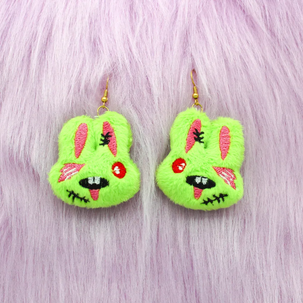 Kawaii Zombie Bunny Plush Earrings