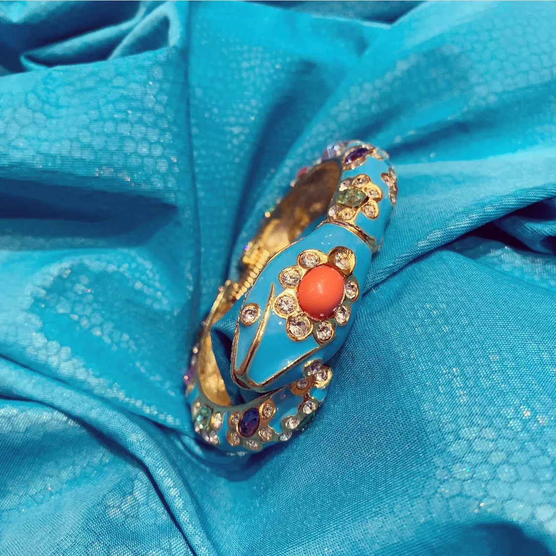 Kenneth Jay Lane Jewelled Turquoise Snake Bracelet