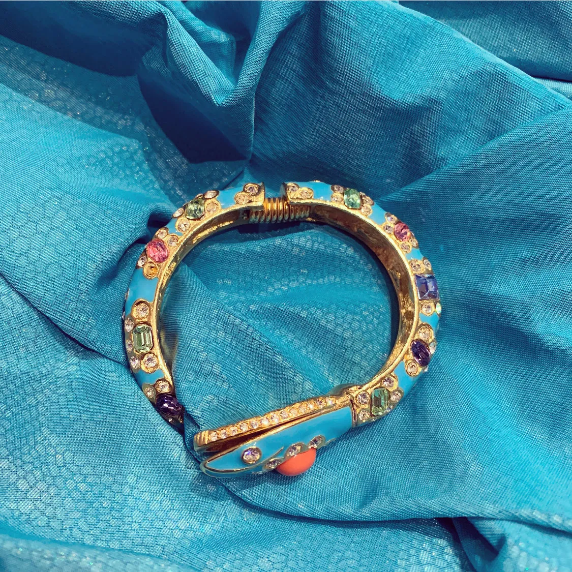 Kenneth Jay Lane Jewelled Turquoise Snake Bracelet