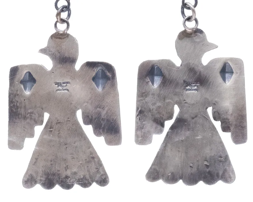 Kingman Turquoise & Spiny Oyster Shell Thunderbird Earrings | Tim Yazzie