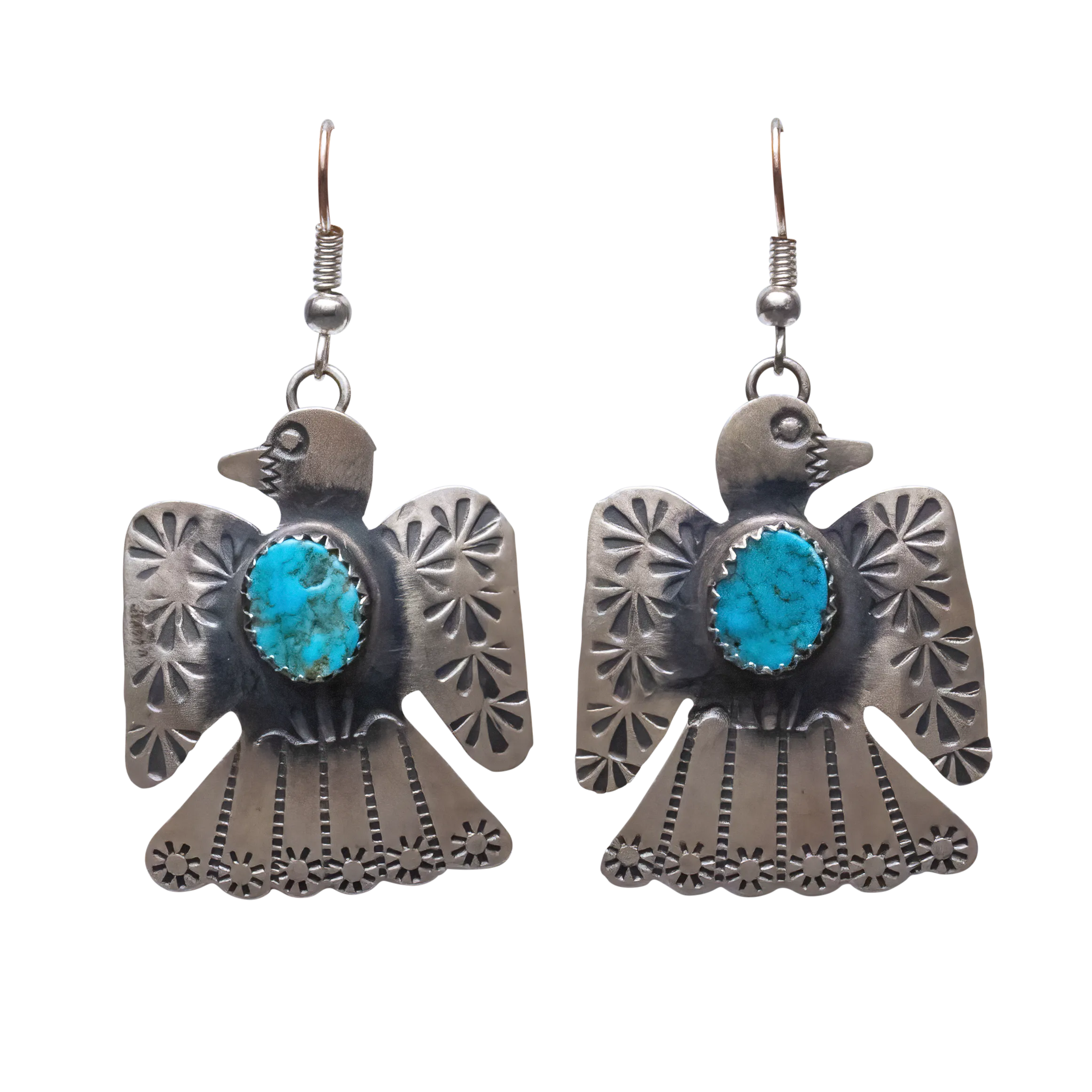 Kingman Turquoise Thunderbird Earrings | Tim Yazzie