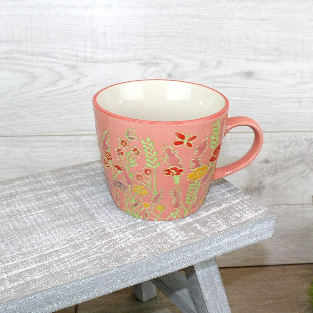 Langs 12.5cm Coral Wild Flowers Ceramic Mug