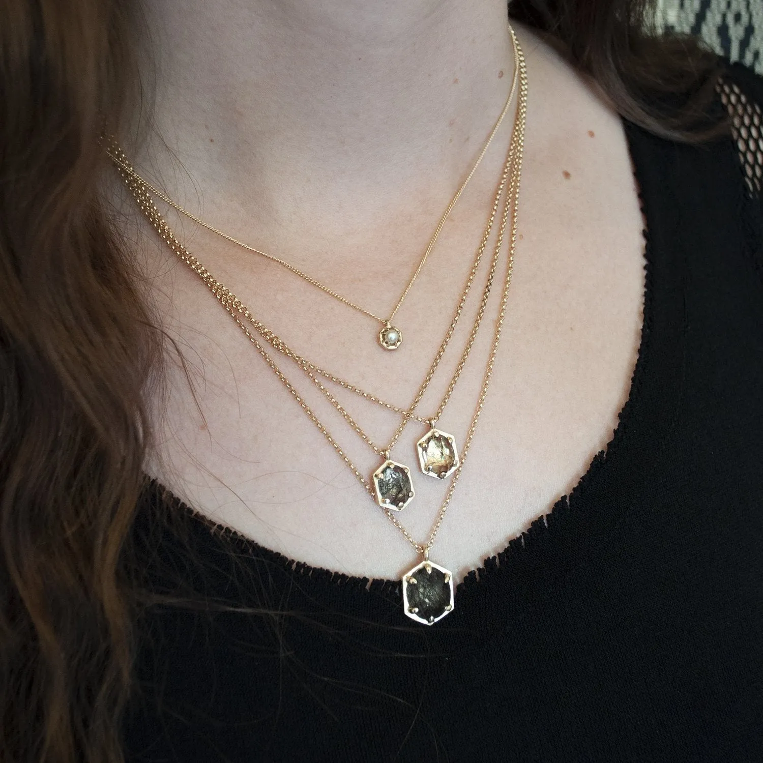 Large Hexagon Oval Necklace