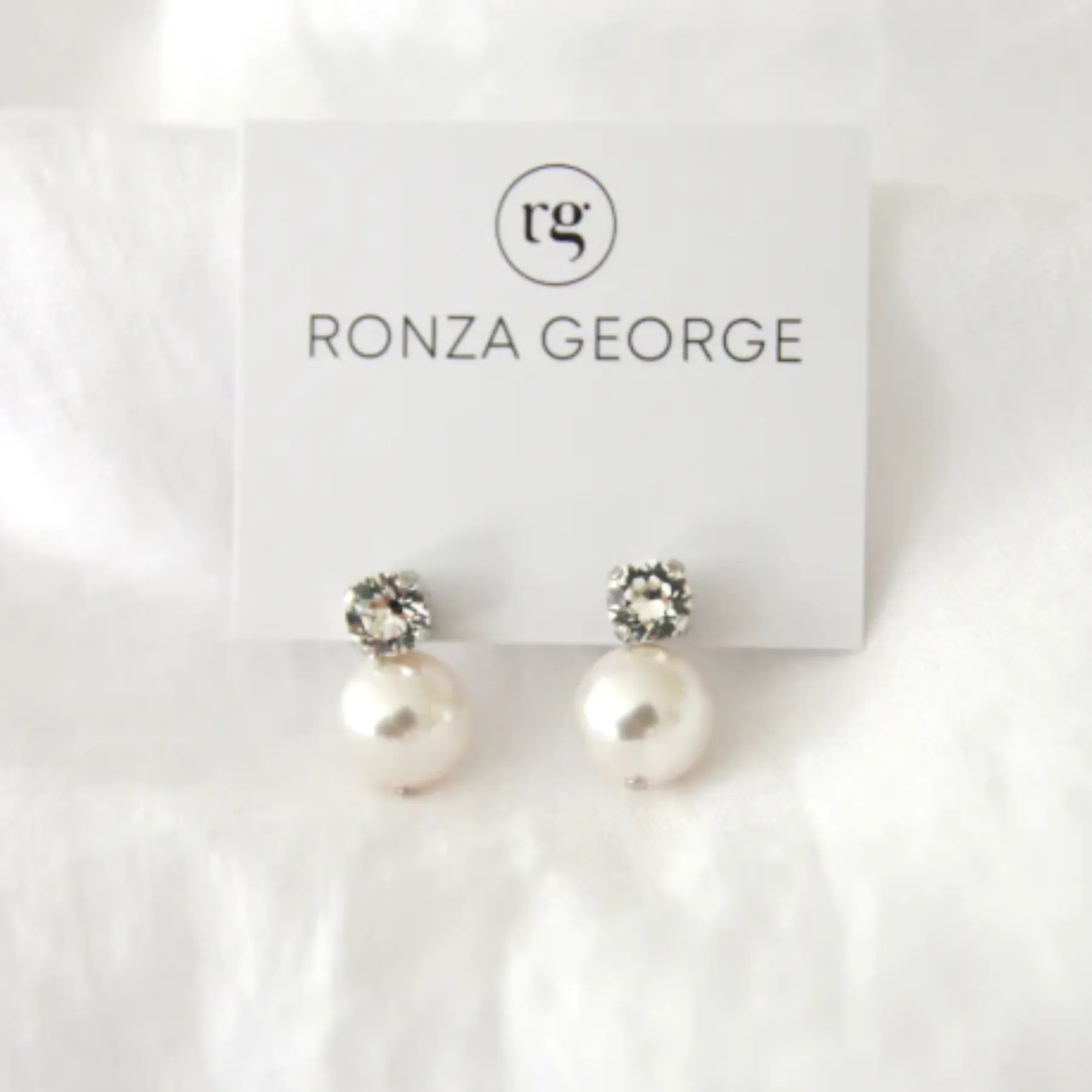 Leah Pearl - Swarovski Crystal and Pearl Bridal Stud Earrings - Gold Plated