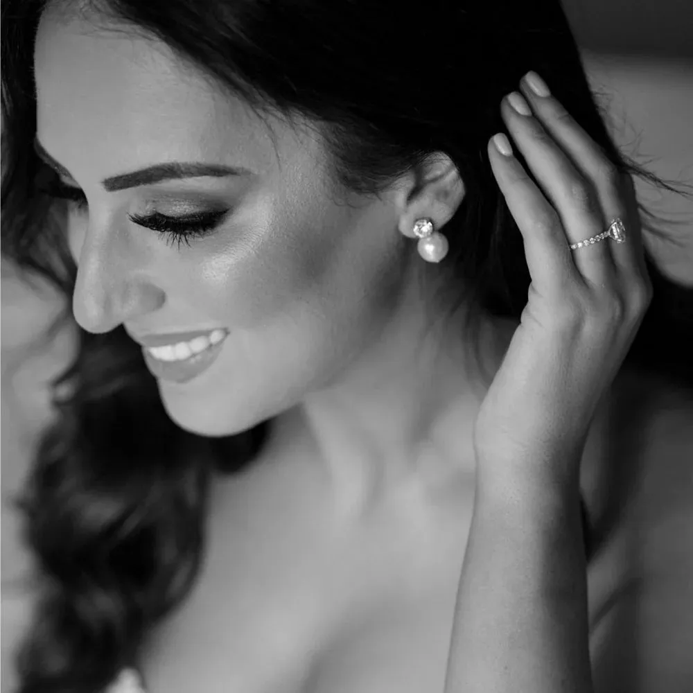 Leah Pearl - Swarovski Crystal and Pearl Bridal Stud Earrings - Gold Plated