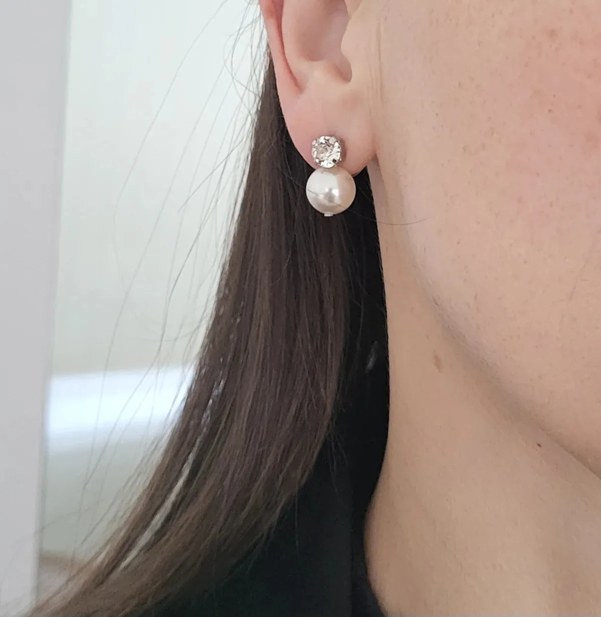 Leah Pearl - Swarovski Crystal and Pearl Bridal Stud Earrings - Gold Plated