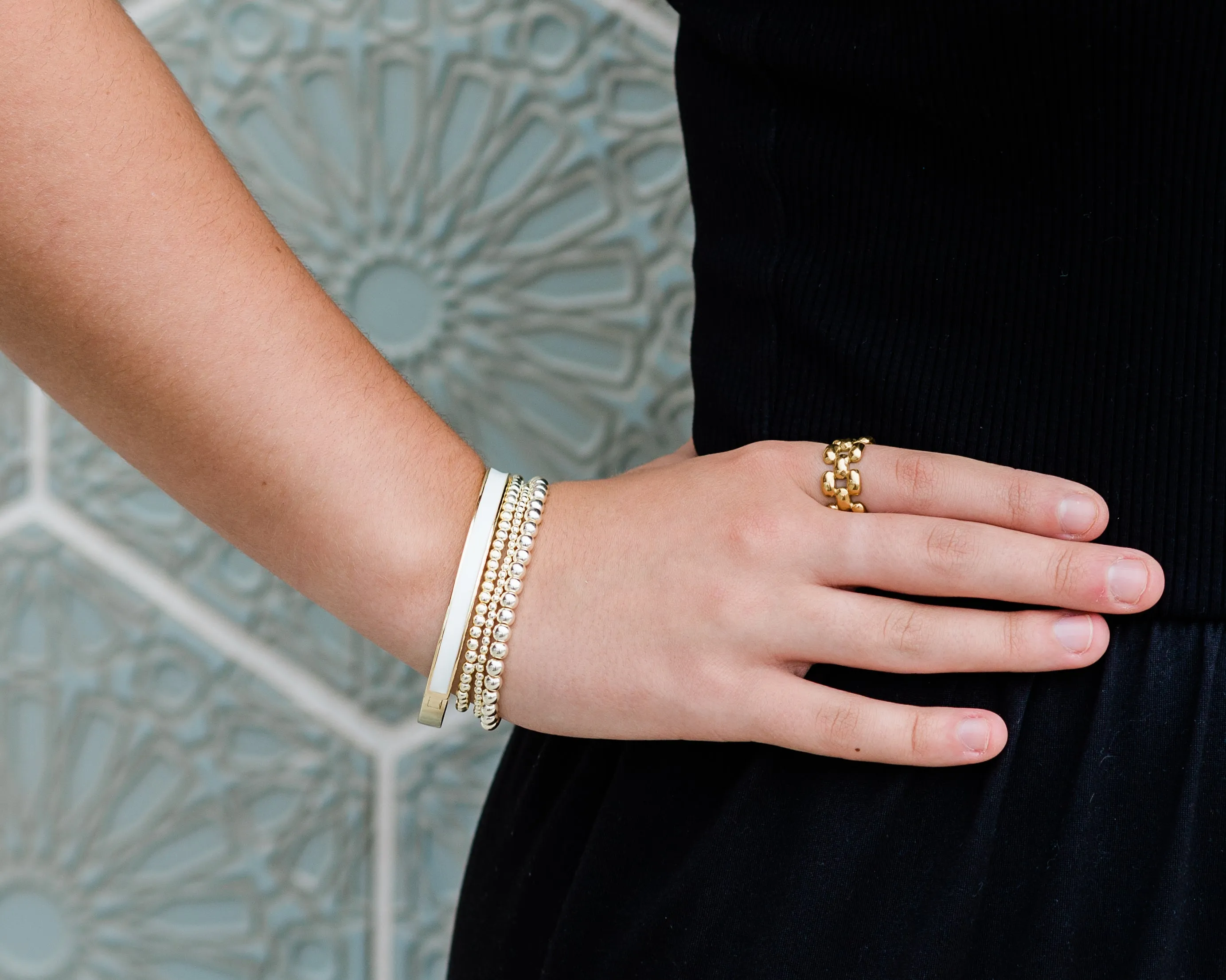 Lilly Stretchable Beaded Bracelet 2mm(14K Gold Filled)
