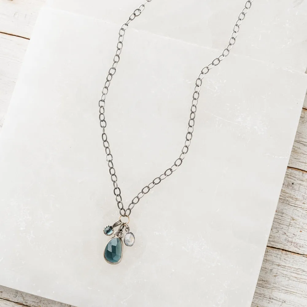 London Blue Topaz Necklace with Moonstone