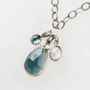London Blue Topaz Necklace with Moonstone