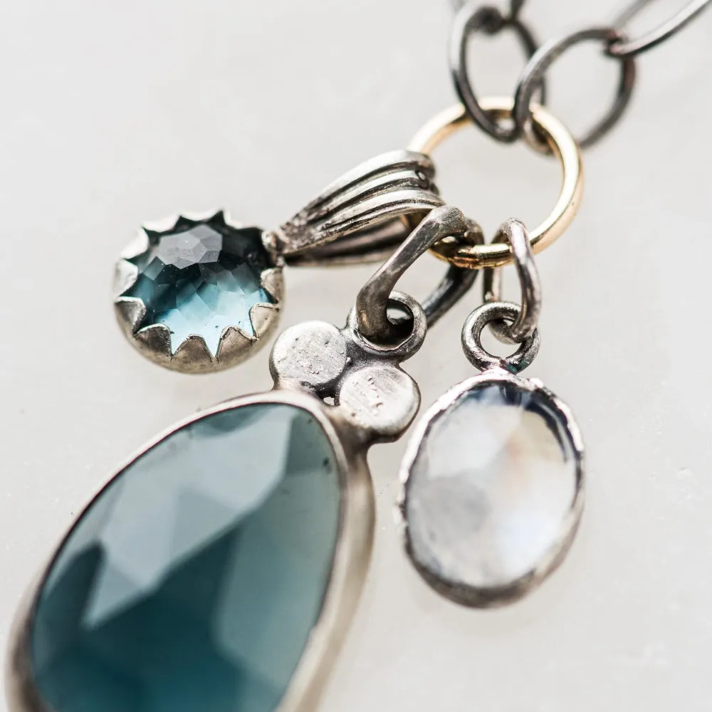 London Blue Topaz Necklace with Moonstone