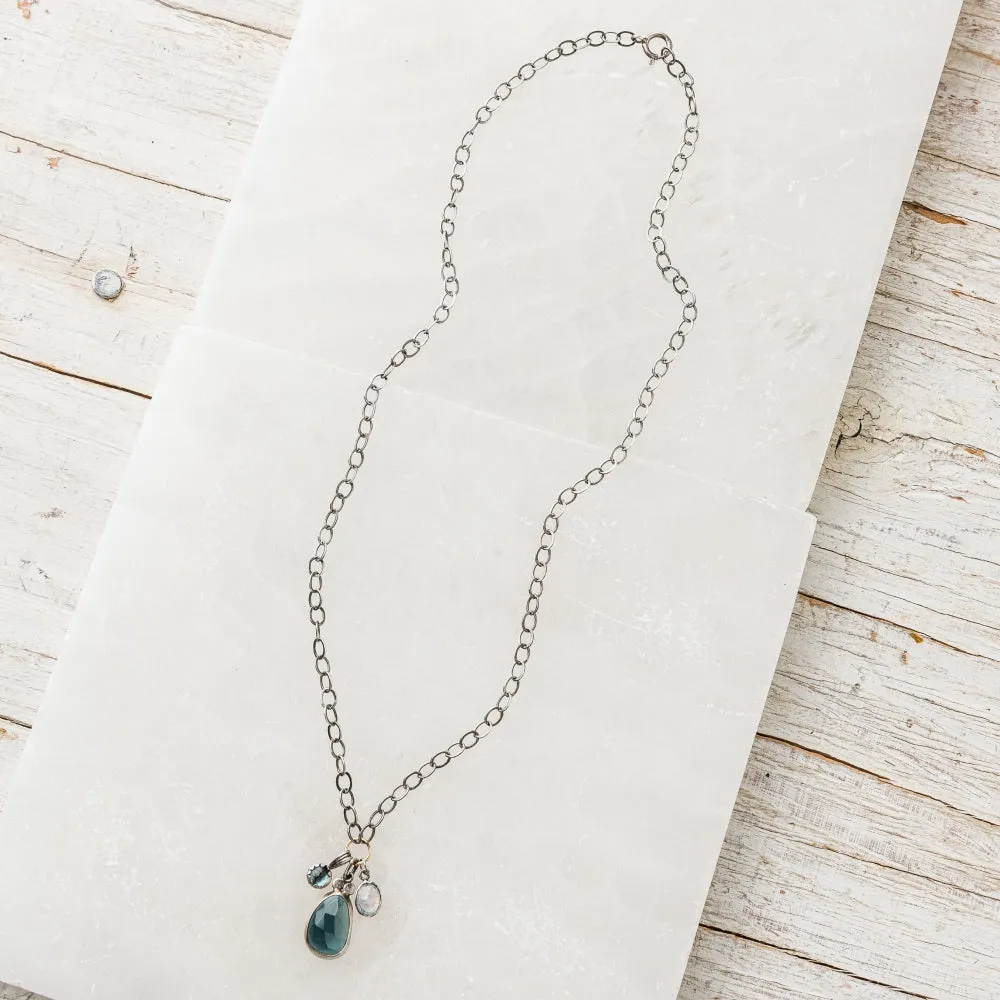 London Blue Topaz Necklace with Moonstone