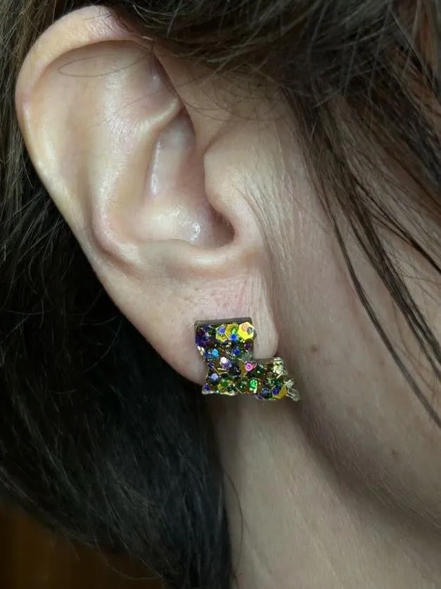 Louisiana Mardi Gras stud earrings