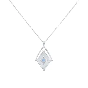 Lovers Locket Sterling Silver Rainbow Moonstone Necklace