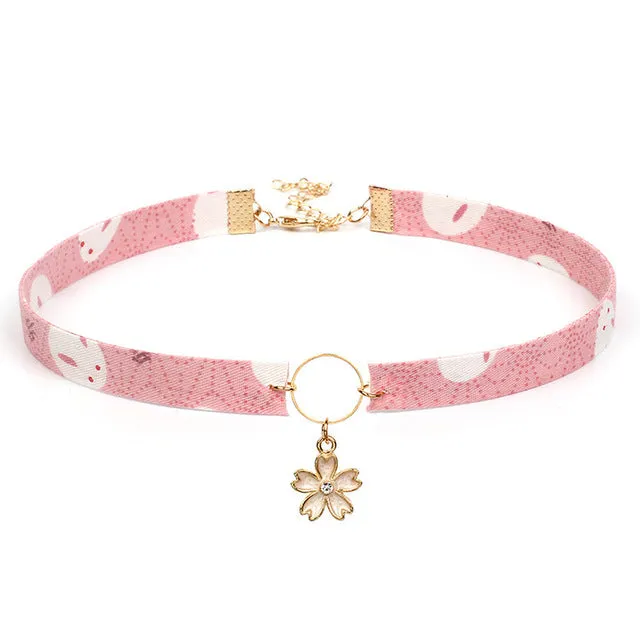Lucky Sakura Flower Choker