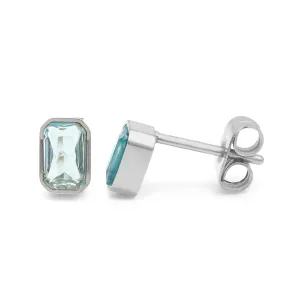 March Aquamarine Birthstone Earrings - Silver