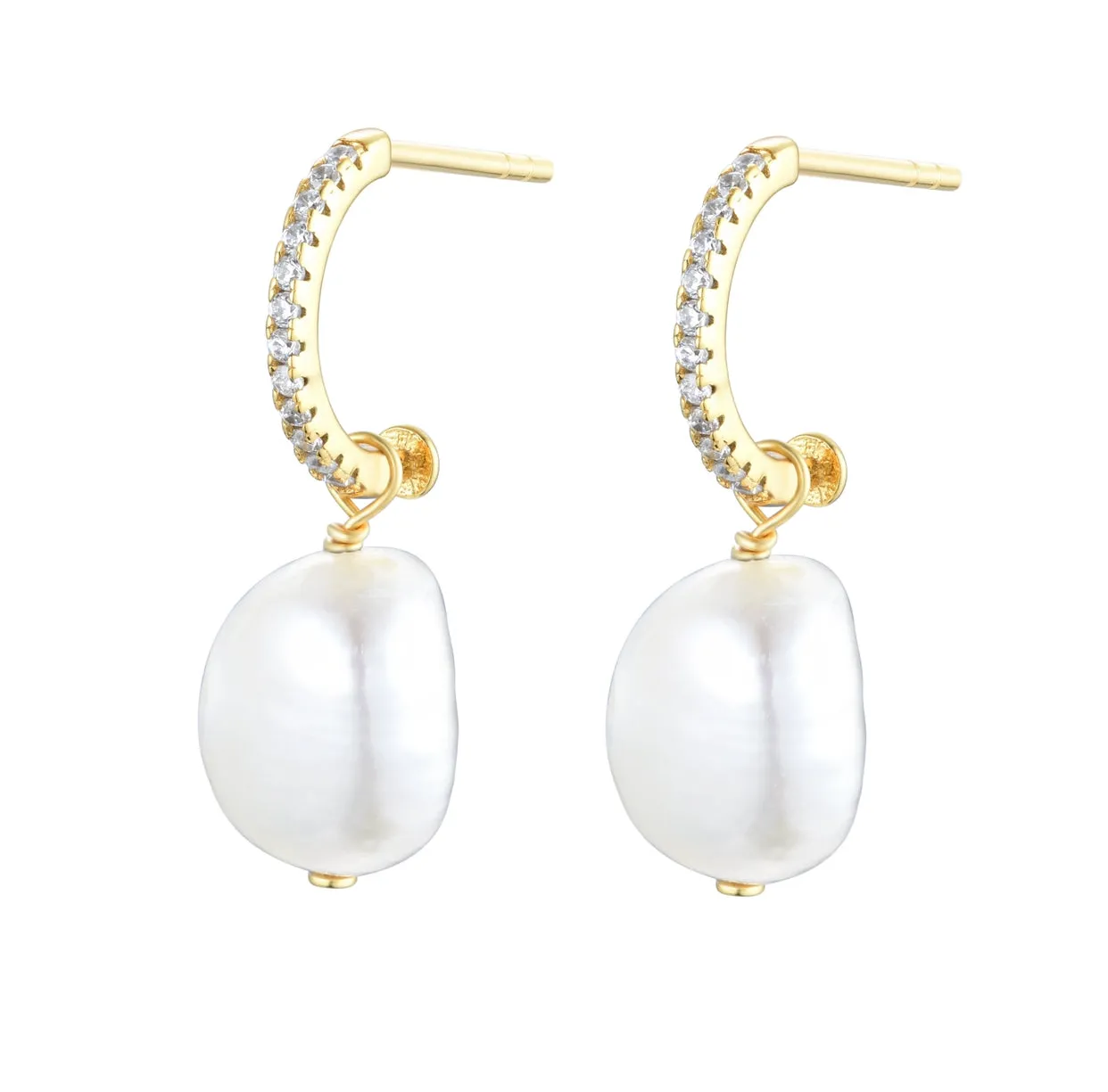 MARGOT FRESHWATER PEARL CRYSTAL GOLD EARRINGS