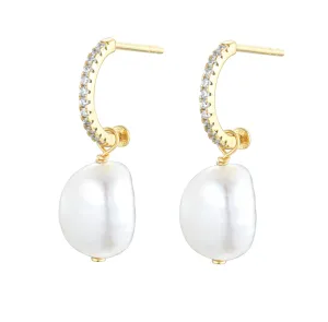 MARGOT FRESHWATER PEARL CRYSTAL GOLD EARRINGS