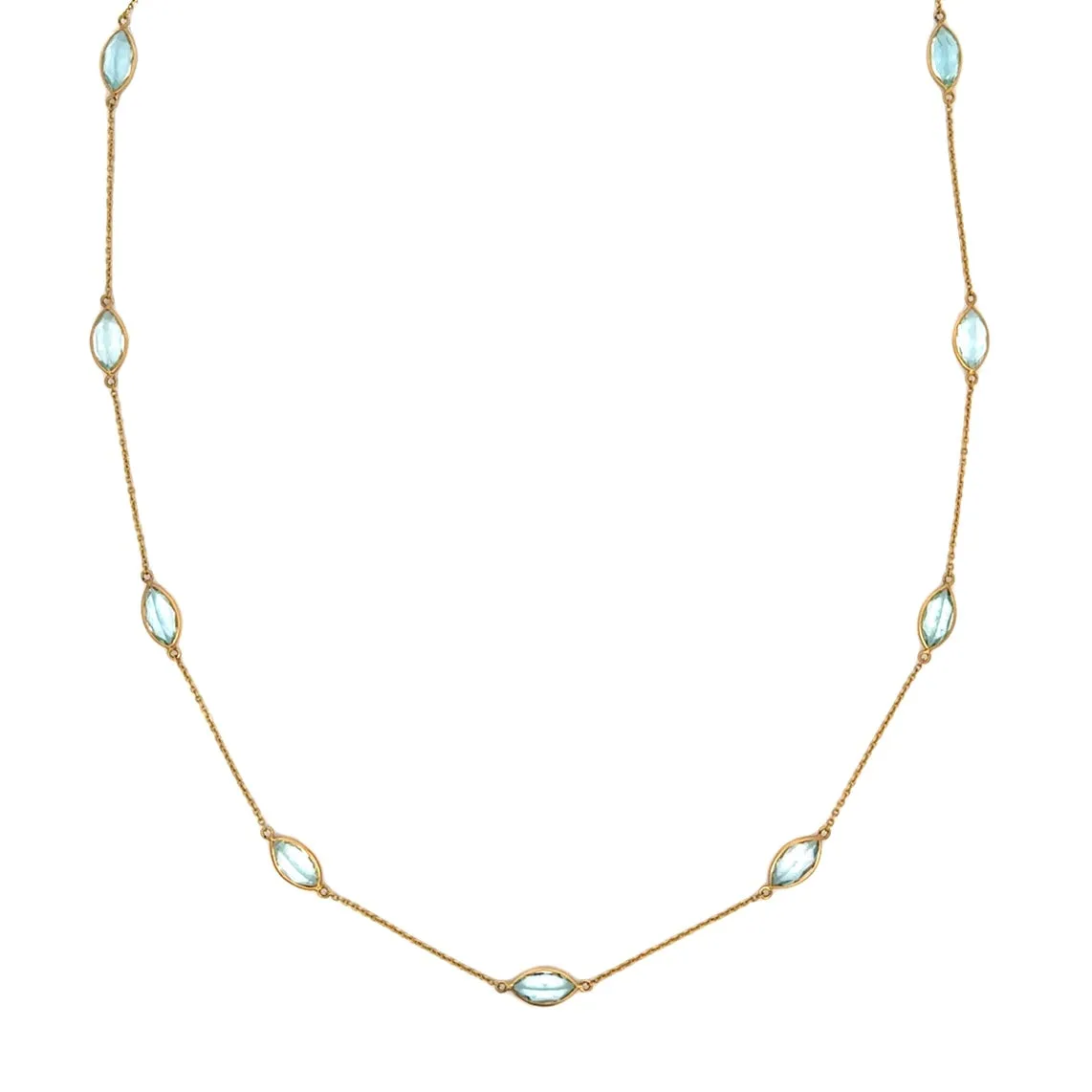 Marquis Aquamarine Channel Set Station Necklace